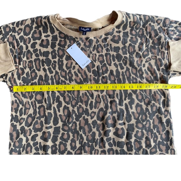 Splendid Thermal Leopard Animal Natural Crew Neck Long Sleeve Pullover Small NWT - Picture 6 of 10